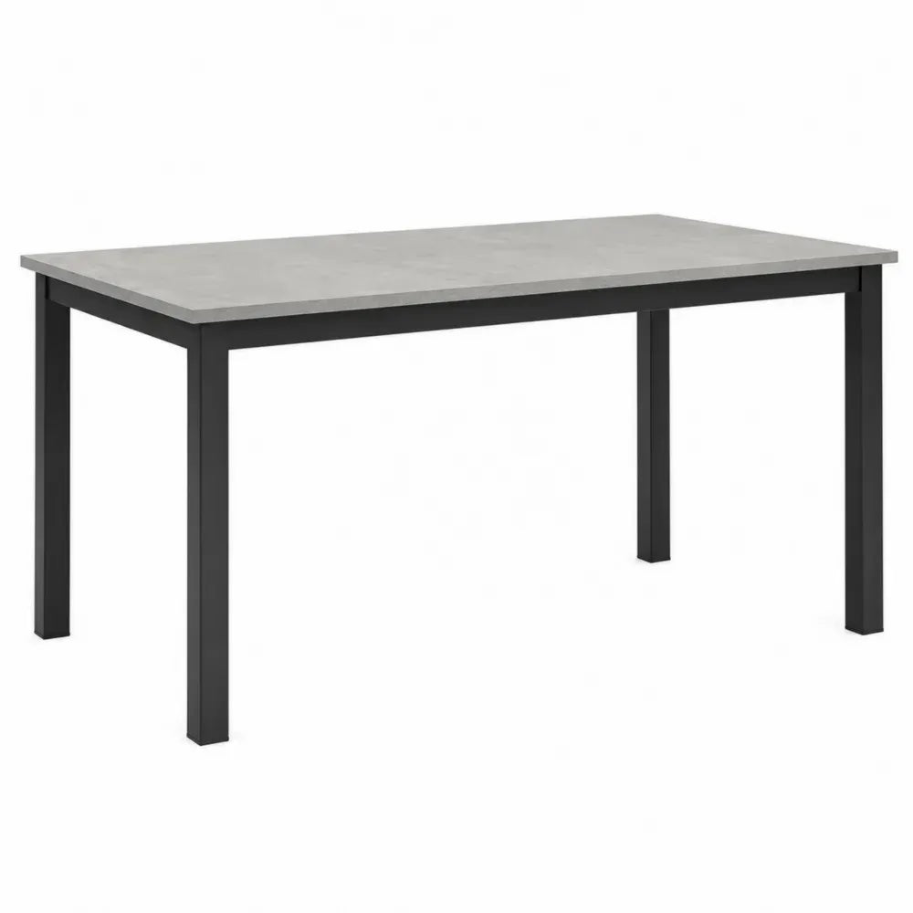 mesa de comedor de exterior tablero de piedra sinterizada gris estructura de acero negro 160 cm x 90 cm x 75 cm